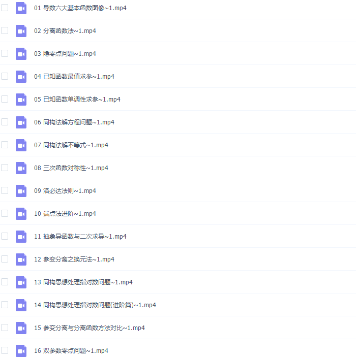 王伟2021高考数学导数微专题（清北班）课程插图