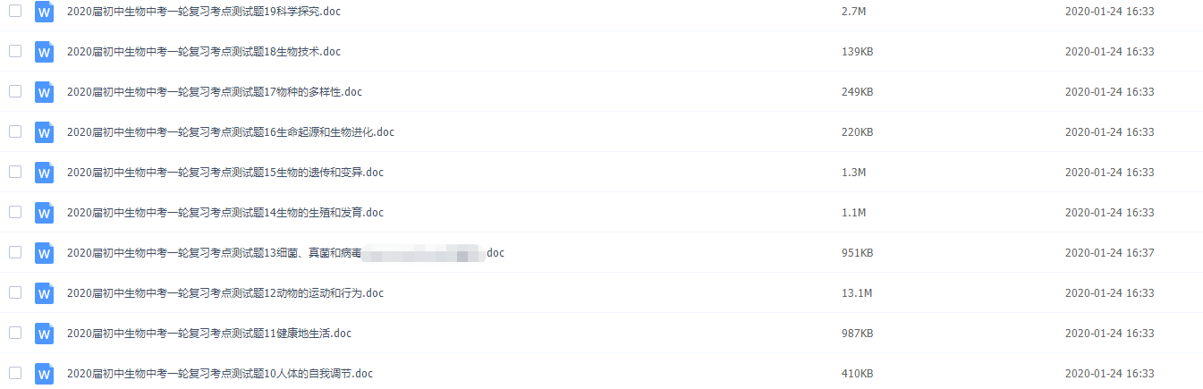 备战中考 初中生物中考一轮复习考点测试题插图