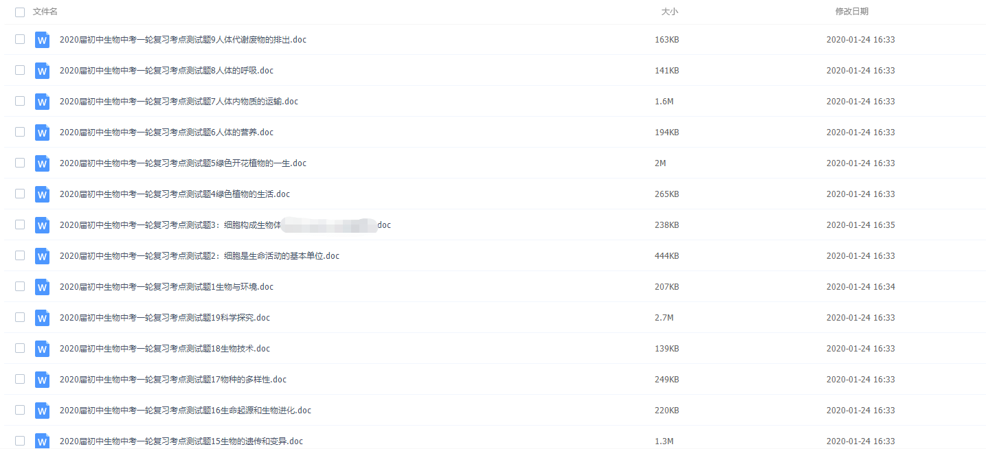 备战中考 初中生物中考一轮复习考点测试题插图1