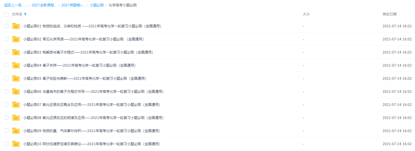 2021高考化学小题必刷PDF(全国通用)插图 2021高考化学小题必刷PDF(全国通用)插图